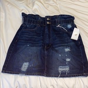 Paperbag denim skirt